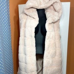 BCBG Hooded Fur Vest